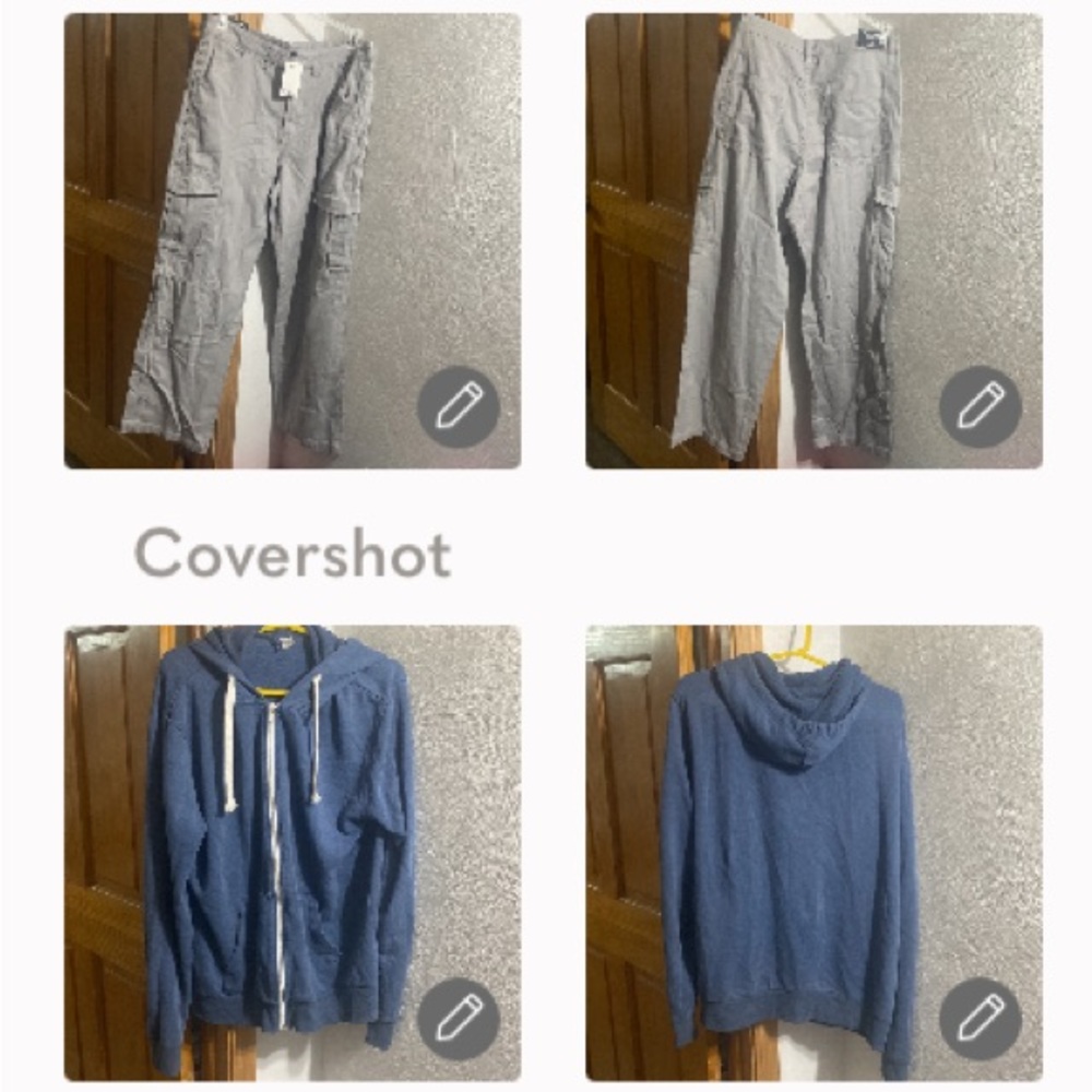 Divided grey cargo pant szM+hoodie zip jacket waffle hood loose XL